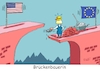 Cartoon: Brückenbauerin (small) by RABE tagged donald,trump,kamala,harris,präsidentschaftswahl,usa,wahlkampf,joe,biden,rabe,ralf,böhme,cartoon,karikatur,pressezeichnung,farbcartoon,tagescartoon,mc,donalds,burger,meloni,gorgina,italien,eu,europa,brücke,baumeisterin,zoll,zölle,strafzölle,strafe,handelskrieg