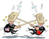 Cartoon: Hammerzoll (small) by RABE tagged donald,trump,kamala,harris,präsidentschaftswahl,usa,wahlkampf,joe,biden,rabe,ralf,böhme,cartoon,karikatur,pressezeichnung,farbcartoon,tagescartoon,mc,donalds,burger,zoll,strafzölle,zolltarif,handel,handelskrieg,china,chinese,hammer,holzhammer