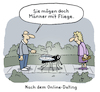 Cartoon: Date (small) by Lo Graf von Blickensdorf tagged oneline,date,dating,karikatur,lo,graf,cartoon,kleidung,brummer,blinddate,datingapp,mann,frau,mode,fliege,krawatte,stubenfliege,missverständnis,styling,gentleman,treffen,rendevous