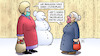 Cartoon: Wellenplan (small) by Harm Bengen tagged stufenplan,wellenplan,kältewelle,dauerwelle,dritte,welle,susemil,lockdown,corona,schneemann,zaun,masken,jutta,harm,bengen,cartoon,karikatur